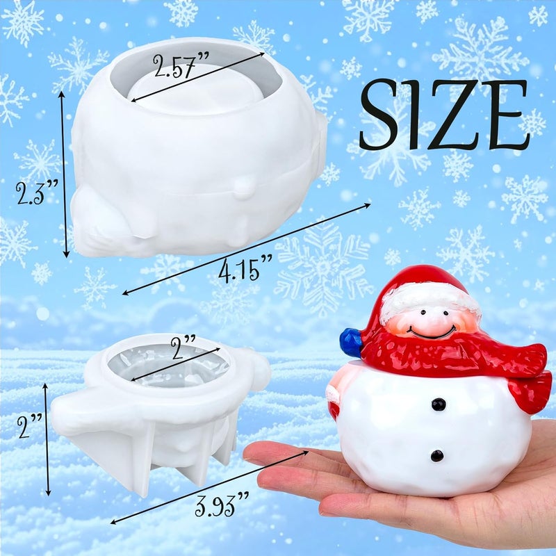 Dacies Jar Resin Molds with Lid Snowman Shape Silicone Mold for Epoxy Resin Casting Mould DIY Christmas Jewelry Storage Jars Candy Container Candle Box Flowerpot Making Cement Concrete Craft Molds Home Decor - Image 2